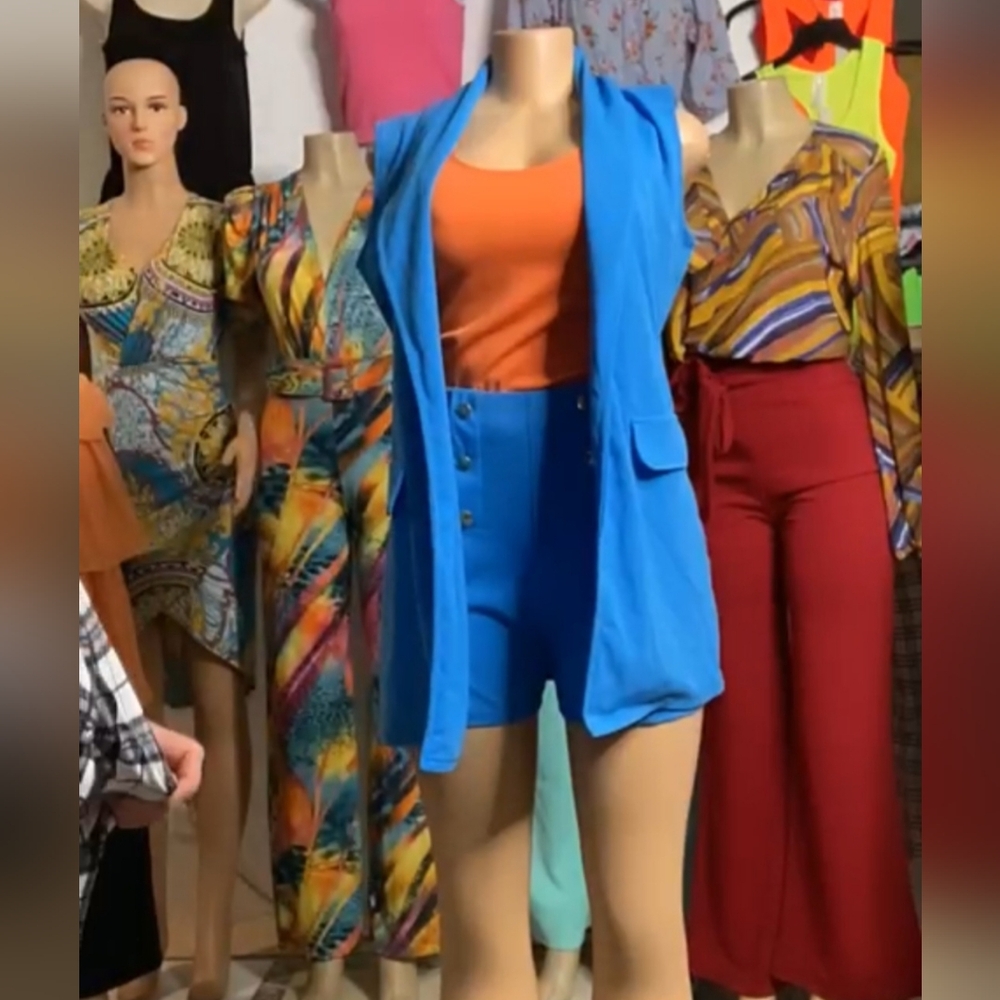 Vibrant Blue Vest And Shorts Set